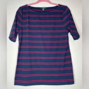 Lauren Ralph Lauren - Women's Navy and Red Striped Top